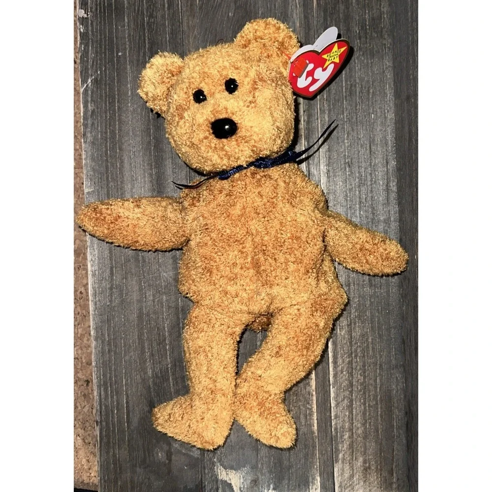 Ty Beanie Baby Fuzz the Bear 1999 Brown Frizzy Plush Excellent Condition 4237